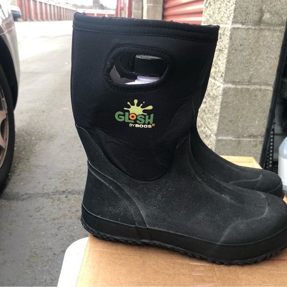 Glosh Bogs Kids Boy's Black Rubber Rain Snow Boots Size 5 - Picture 1 of 6